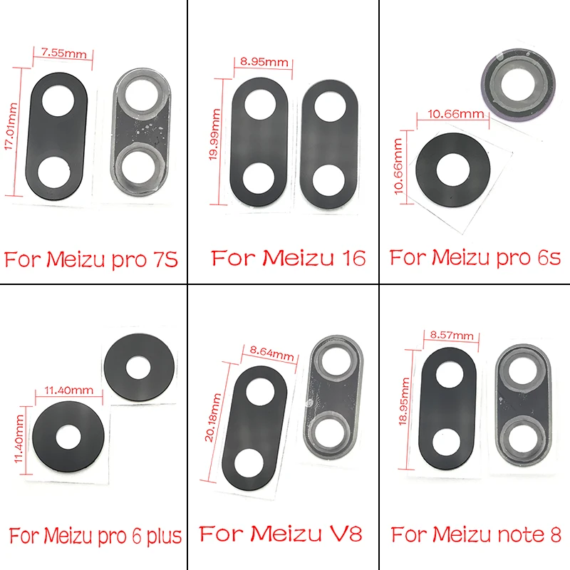 10 шт./партия, для Meizu Pro 6 plus 6S 7S 16TH M6S M6T Note 8 V8 задняя камера стекло объектив с клейкой Repacement части