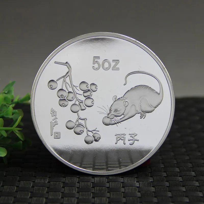 5 унций мышь Посеребренная монета с герметипосылка кой Бесплатная доставка | Дом