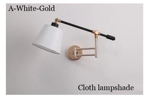 A-White-gold Скандинавская креативная складывающаяся настенная лампа с длинными ручками, регулируемый светильник, прикроватный светильник для спальни, офиса, кабинета, гостиной, зеркальный светильник, бра - Цвет абажура: A-White-gold