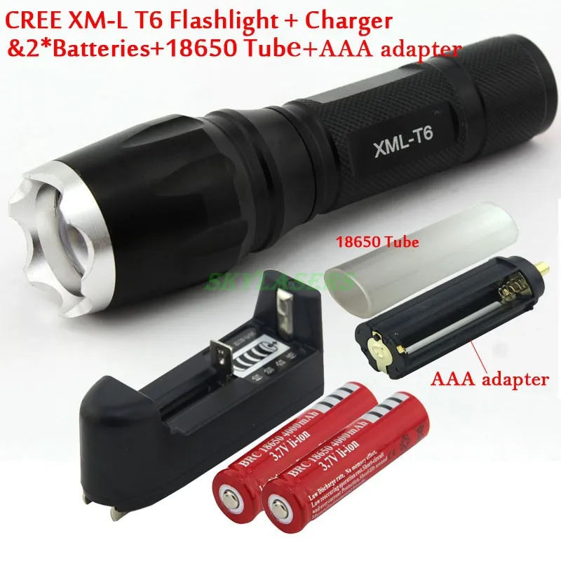 XM L T6 2000 люменов масштабируемый светодиодный фонарик с серебряной головкой (3x AAA