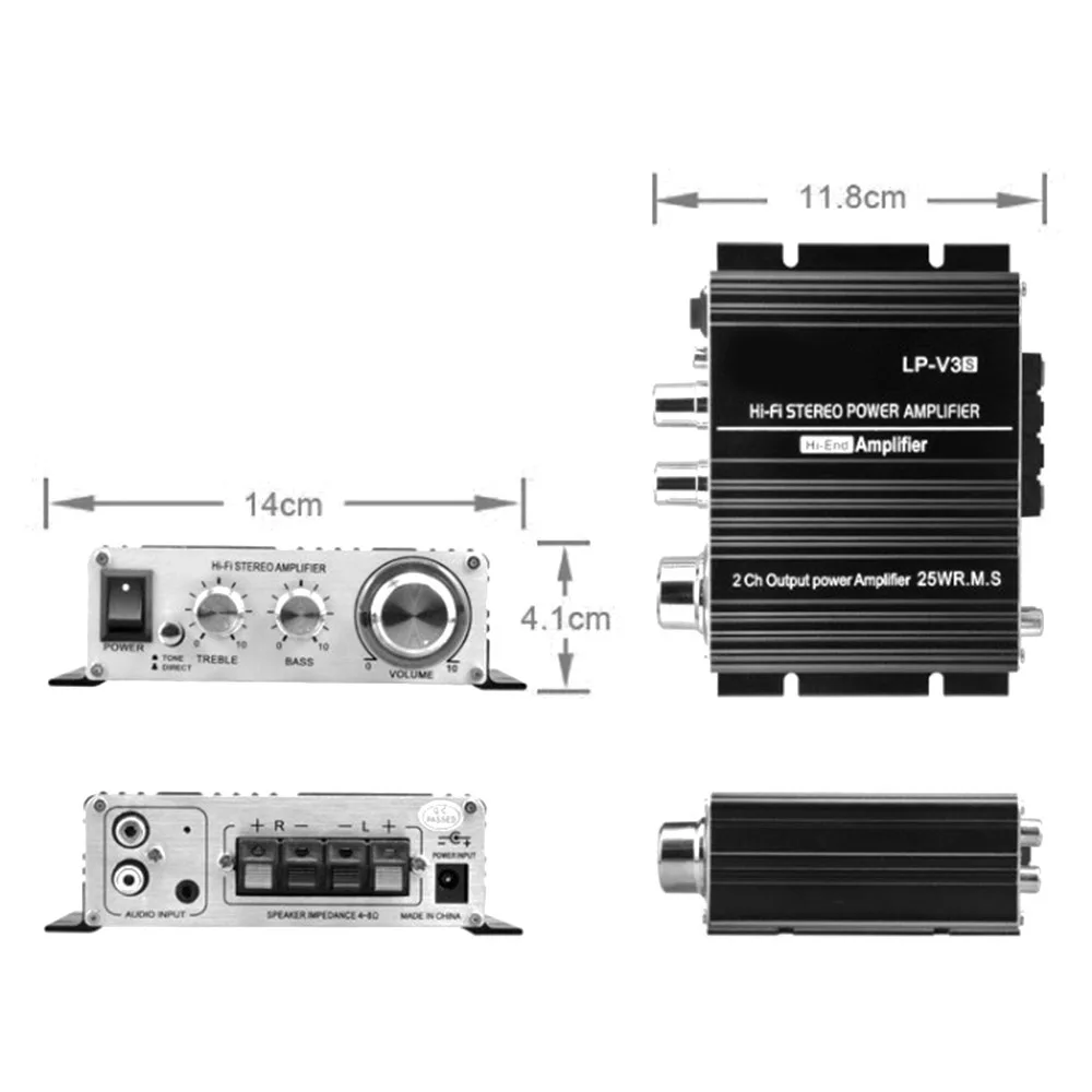 LP V3S цифровой мини Hi Fi стерео усилитель мощности автомобиля 50 Вт 12 в MP3