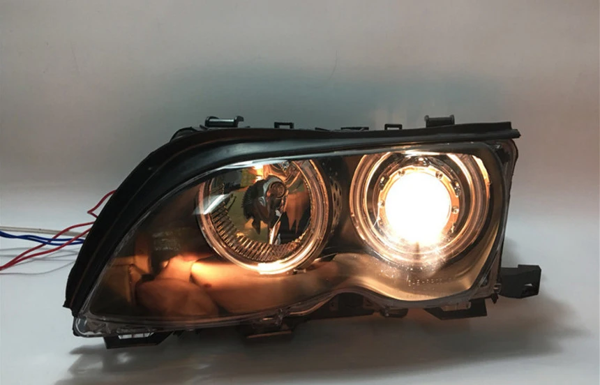 Qirun светодиодный глаза ангела фары в сборе с объектив для BMW E46 318i 320i 323i 325i 328i 330i