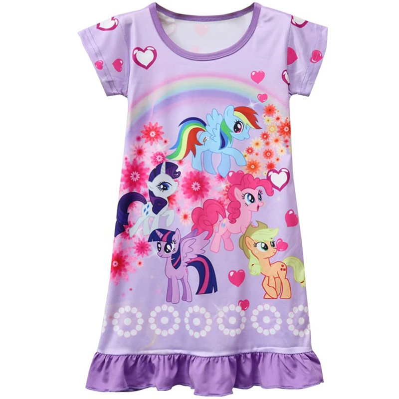 Летнее платье для маленьких девочек Платье с принтом животных из мультфильма