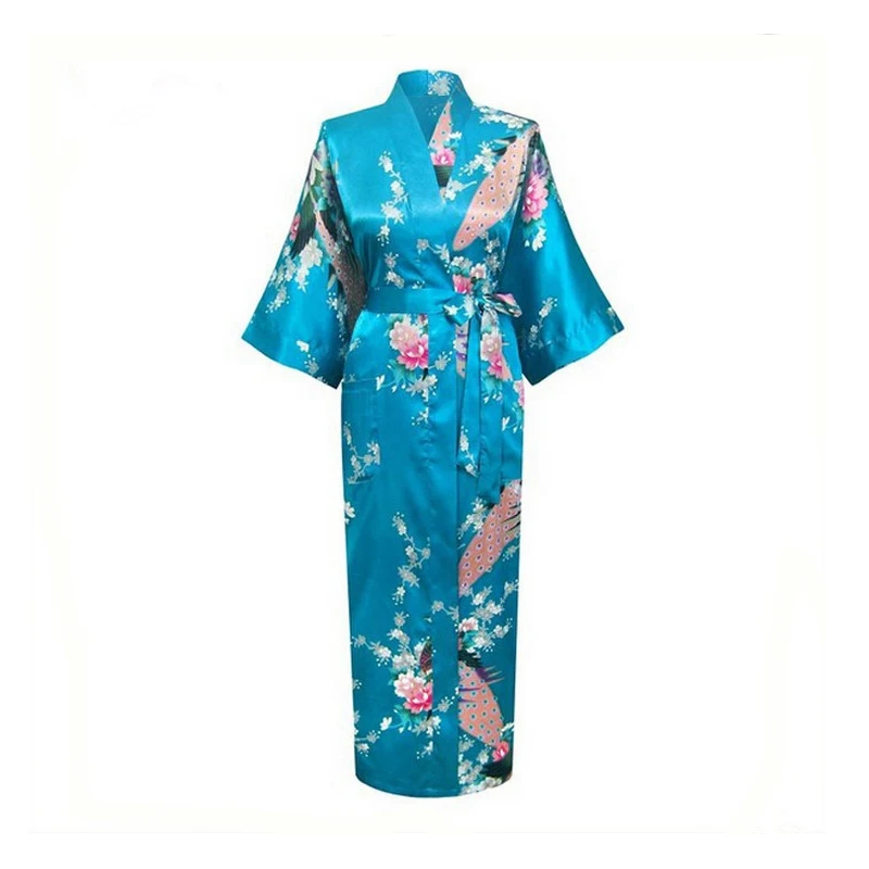 Пикантный женский шелковый халат с цветочным рисунком ночная рубашка принтом