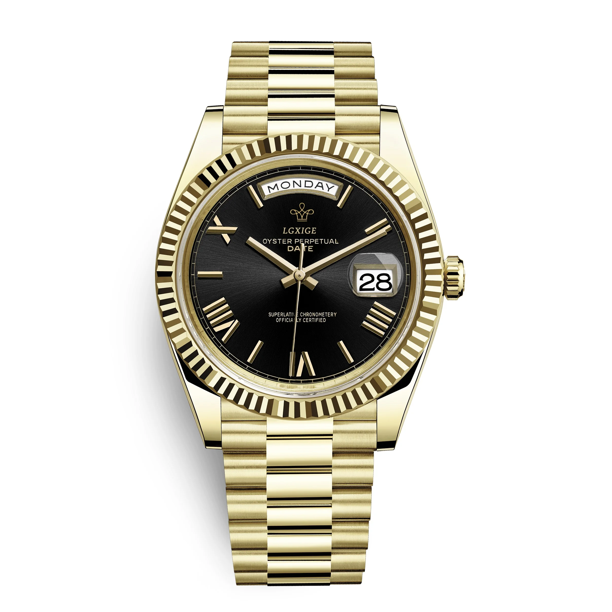Фото Часы мужские наручные LGXIGE брендовые Роскошные водонепроницаемые золотистые из