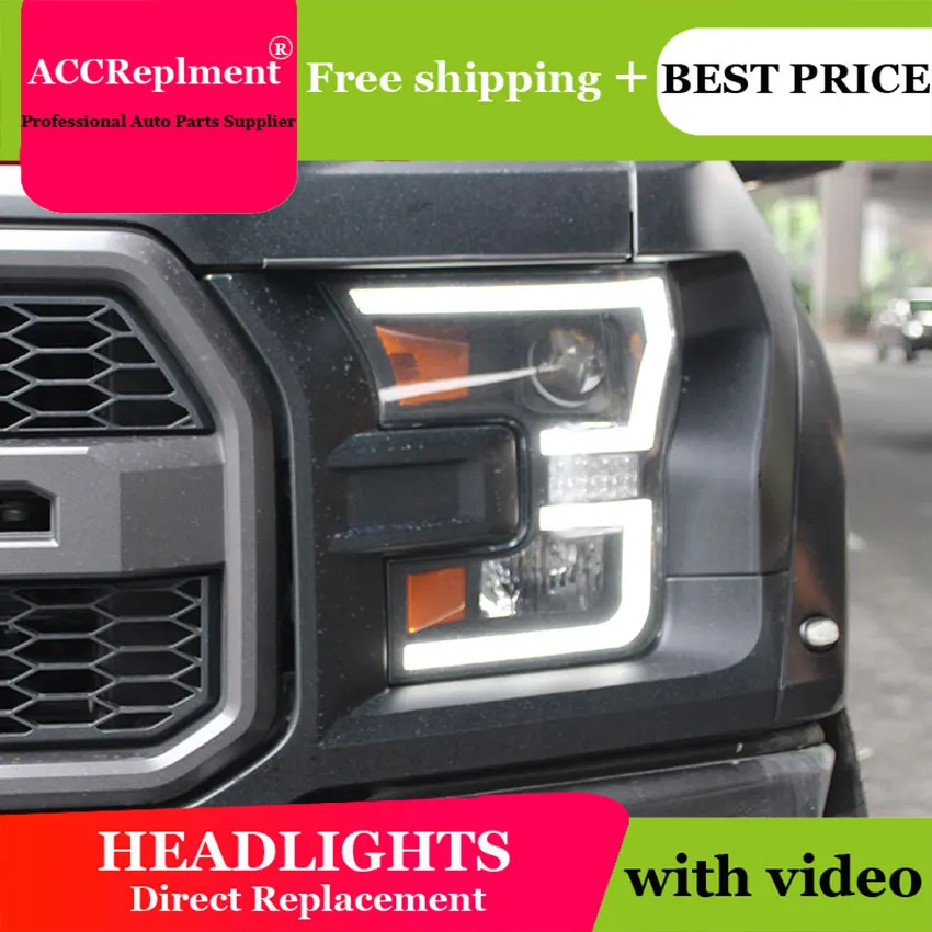 Авто освещение стиль светодиодные фары для Ford F150 2015 2017 сигнал LED H7 hid Биксеноновые