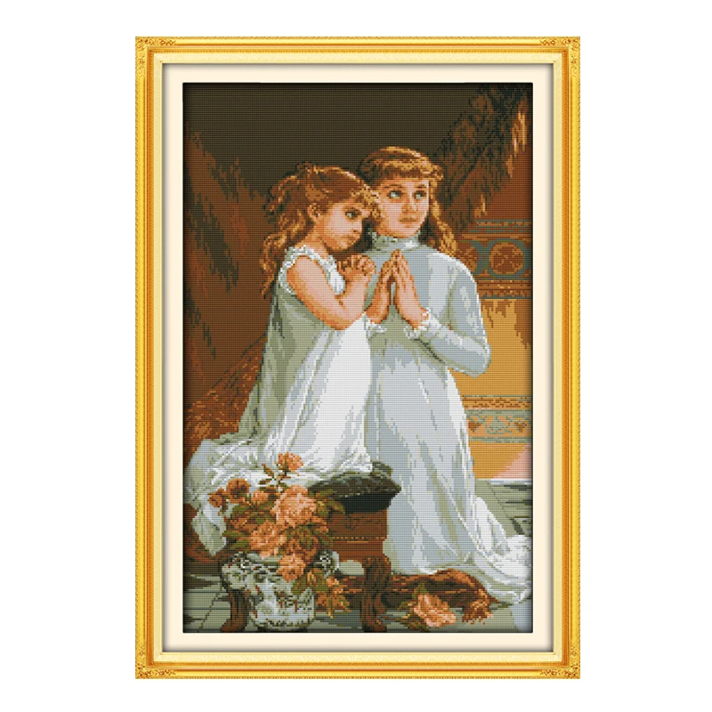 JoySunday Китайская вышивка крестом сделай сам молиться мать девочка детская комната