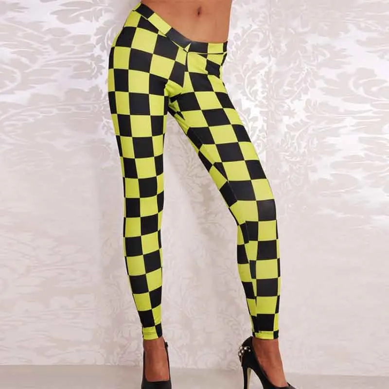 2019 Female Fitness Leggings Women Spring Fall Print Plaid Leggings Lady Sexy Slim Wave Print Pencil Pants Women’s Leggins