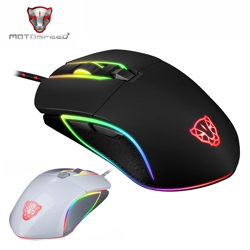 Motospeed V30 RGB игровая мышь, геймерская программирующая 3500DPI USB компьютерная Проводная оптическая мышь, светодиодный экран с подсветкой для ПК, ноутбука Gam