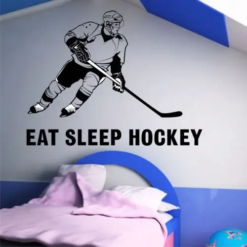 

Free shipping diy wallpaper EAT SLEEP HOCKEY wall sticker kids bedroom den vinyl wall decals