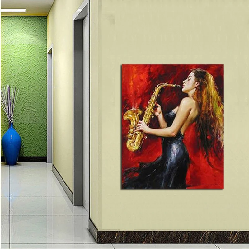 Картина на холсте ручная работа портреты картина маслом Джазовый саксофонист 24x36