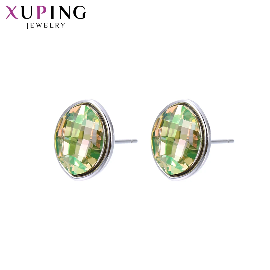 Xuping простые круглые серьги гвоздики с разноцветными кристаллами от Swarovski модные