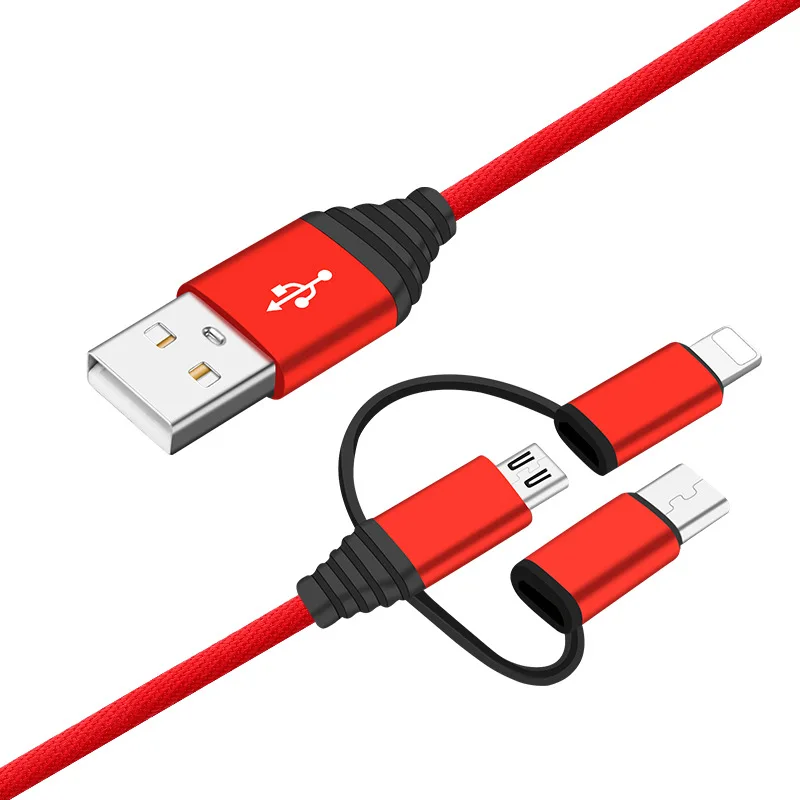 3 в 1 несколько кабелей нейлоновый Плетеный USB провод для быстрой зарядки с типом