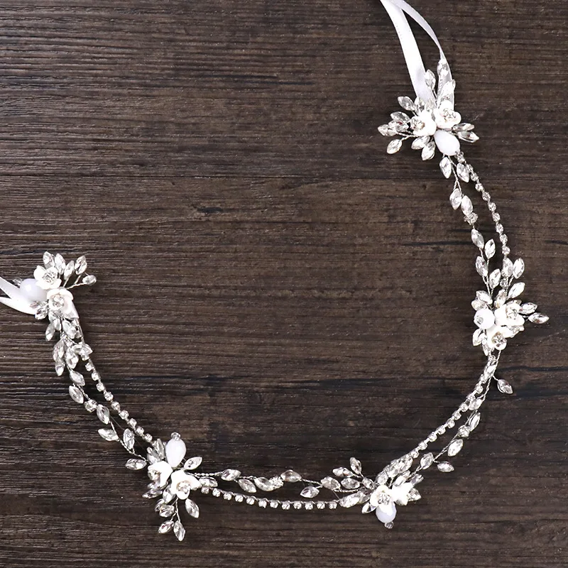 TUANMING Свадебные Кристалл Перл Hairband серебряные свадебные аксессуары для волос