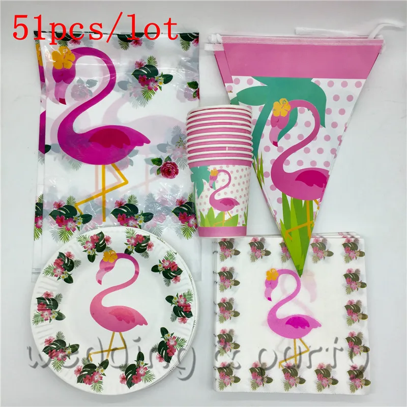 51 шт./лот детская Праздничная тематика Фламинго с животными декоративные флаги