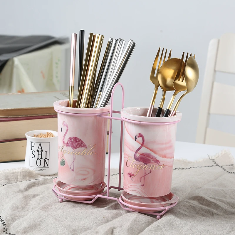 

WHYOU Ceramic Cutlery Storage Basket Chopsticks Restaurant Kitchen Tools Holder Box Wedding Gifts