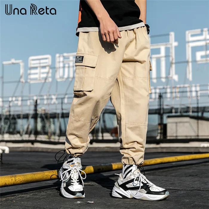 Una Reta Hip Hop Man Pants New Fashion Streetwear Joggers Trousers Casual Foot mouth drawstring design Pants Mens Sweatpants - Цвет: Хаки