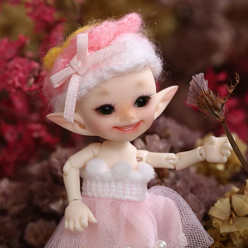 Бесплатная доставка кукла Realpuki ФЛ Popo BJD 1/13 розовая улыбка игрушки Elves | Игрушки и