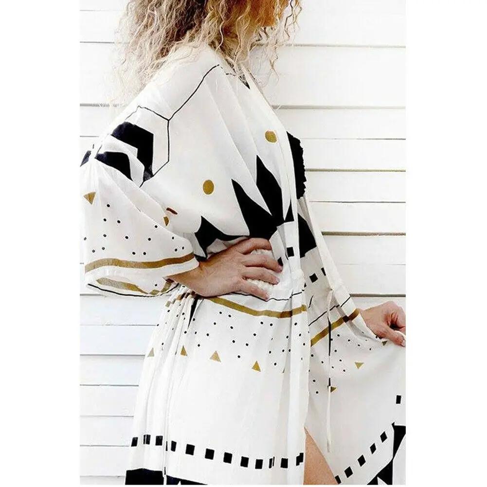 2019 Fashion Women Beach Bikini Cover up Long Kaftan Dress Summer Boho Lacing Maxi | Женская одежда
