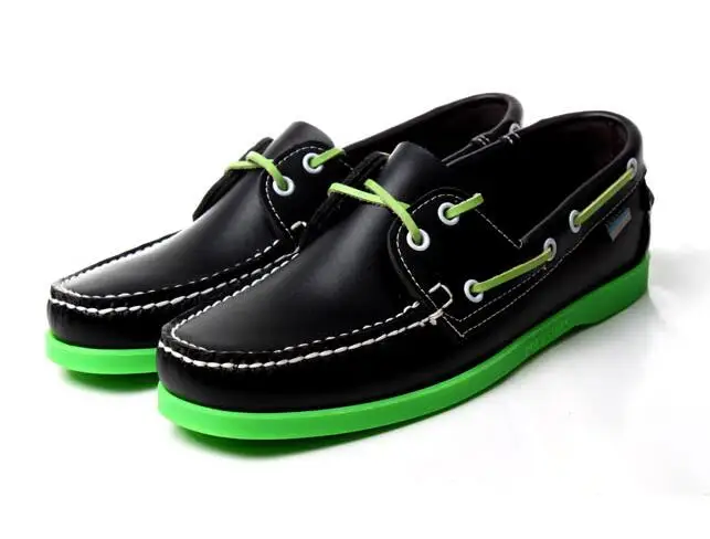 black leather green Реальные фотографии Для мужчин Повседневное обувь c плоской подошвой для вождения кожаные туфли-лодочки Модные мужские лоферы Мужская обувь большой Размеры 46 мужская обувь - Цвет: black leather green
