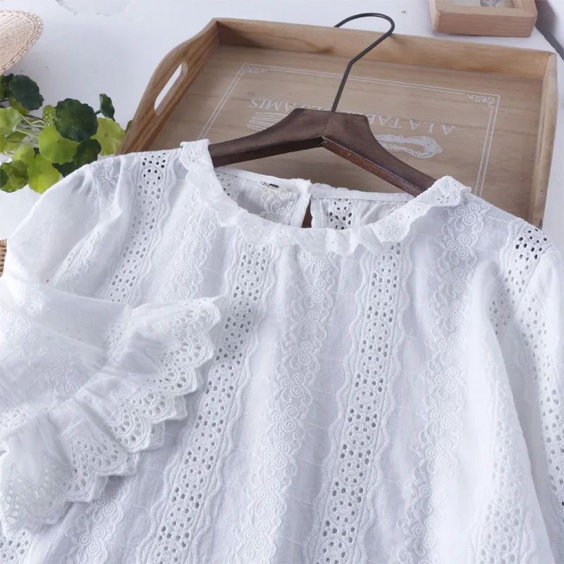 Маленький кружевной воротник рукав в виде листа лотоса однотонная вышивка Милая