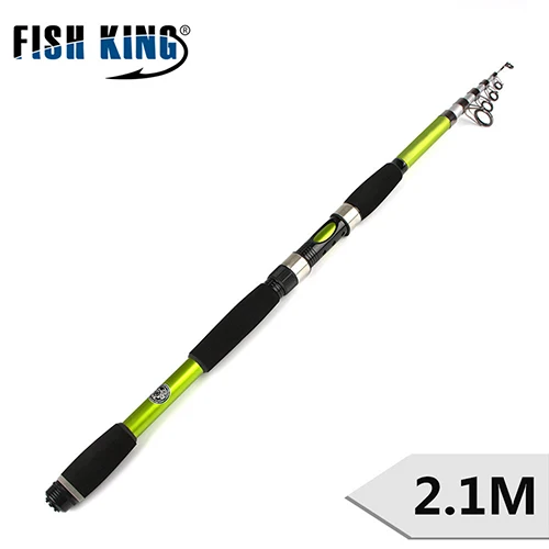 FISH KING Фидер телескопическая спиннинговая Удочка 1,5/1,8/2,1/2,4/2,7/3 м карбоновая супер жесткая карповая Удочка FRP туристическая удочка - Цвет: 2.1M 25-50G