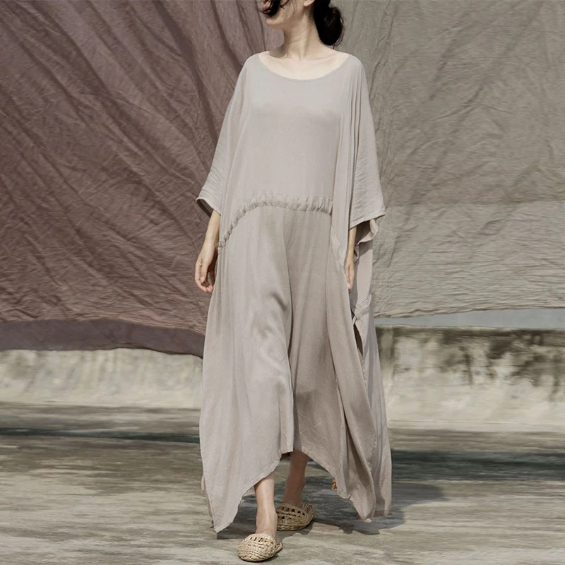 Dress Johnature женское винтажное Бандажное платье летнее Новое хлопковое льняное сплошное цветные халаты размера плюс женское мягкое платье - Цвет: Dress