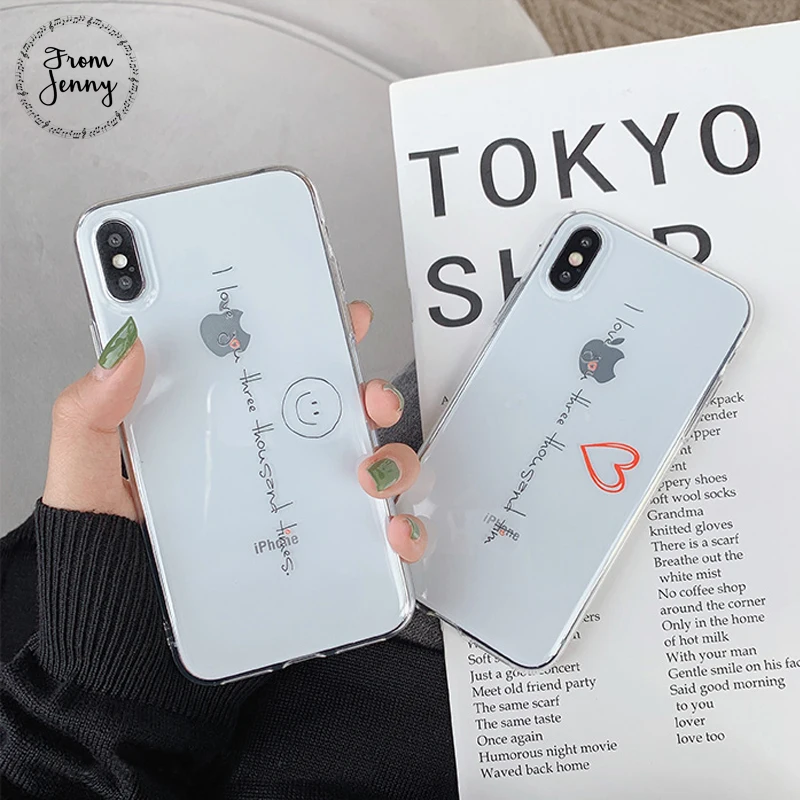 Летний прозрачный чехол из ТПУ от Jenny для iPhone 11Pro подходит X XR XS Max 6 6s 78 Plus Smile Love Soft
