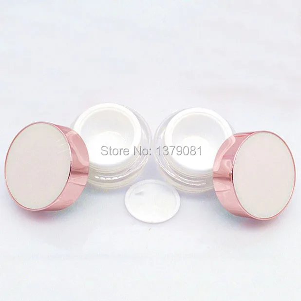 

5g,10g Acrylic Cream Jar Clear jar with Pink collar Cap Empty Cosmetic Packing Container 10cc Sample Tins