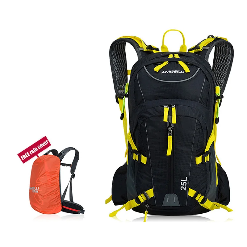 black-yellow ANMEILU 25L водонепроницаемый унисекс велосипедный рюкзак Открытый спортивный рюкзак с дождевиком и сеткой для шлема для кемпинга пешего туризма - Цвет: black-yellow