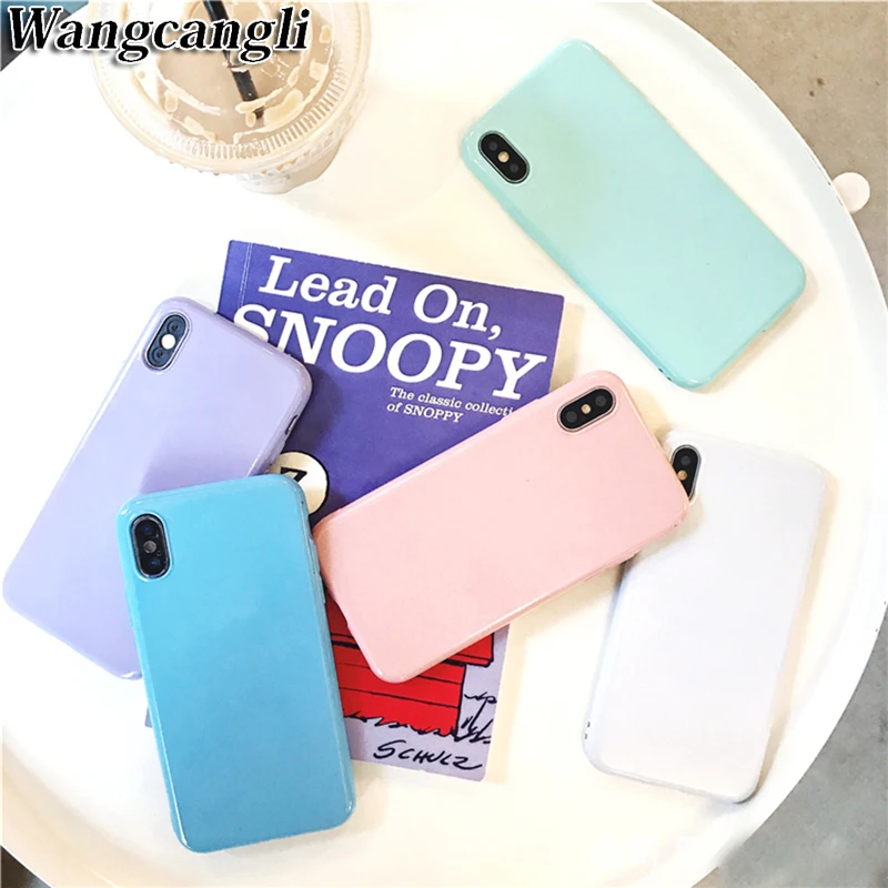 Силиконовый чехол для iPhone 6 s 7 8 Plus X XS MAX XR мягкий из ТПУ яркий цвет задняя крышка