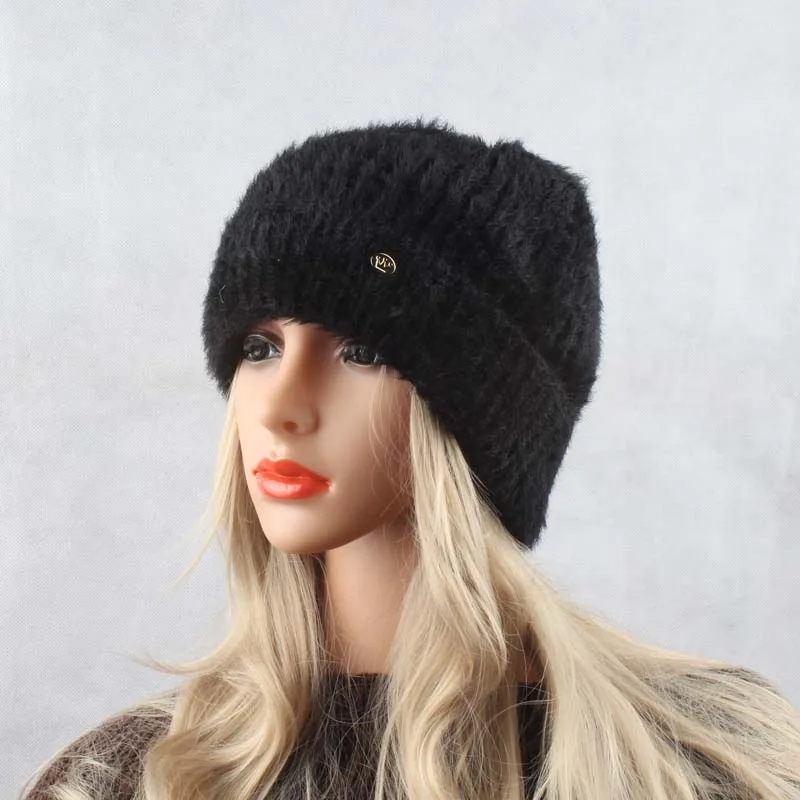 Женская Зимняя кепка мягкая теплая шапка Skullies из искусственного меха норки