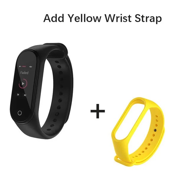 Band 4 add yellow Глобальная версия, Xiaomi Mi band 4 Смарт часы, фитнес браслет, трекер сердечного ритма, цветной дисплей, мгновенное сообщение, 135 мА/ч умные часы,xiomi - Color: Band 4 add yellow