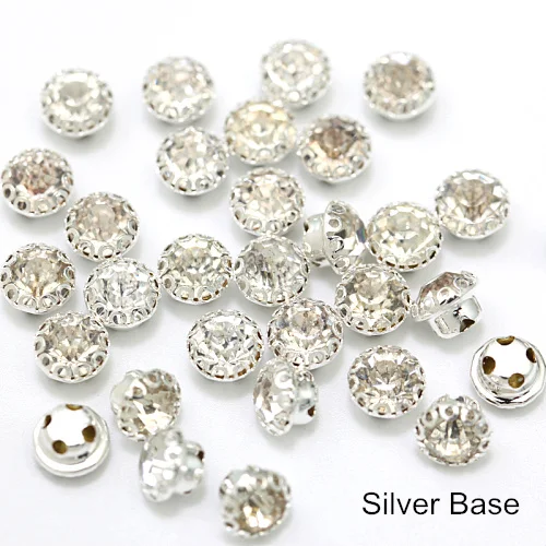 Silver Base 100 шт./упак. с украшением в виде кристаллов с кристаллами с серебрянной акантовкой, пришить Стразы с когтями головистой формы прозрачного пришить коготь стразы для свадебное платье B2964 - Цвет: Silver Base