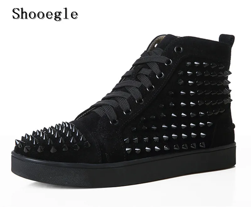 SHOOEGLE/большие размеры 39 47 Chaussure Homme Мужские замшевые стильные кроссовки с шипами