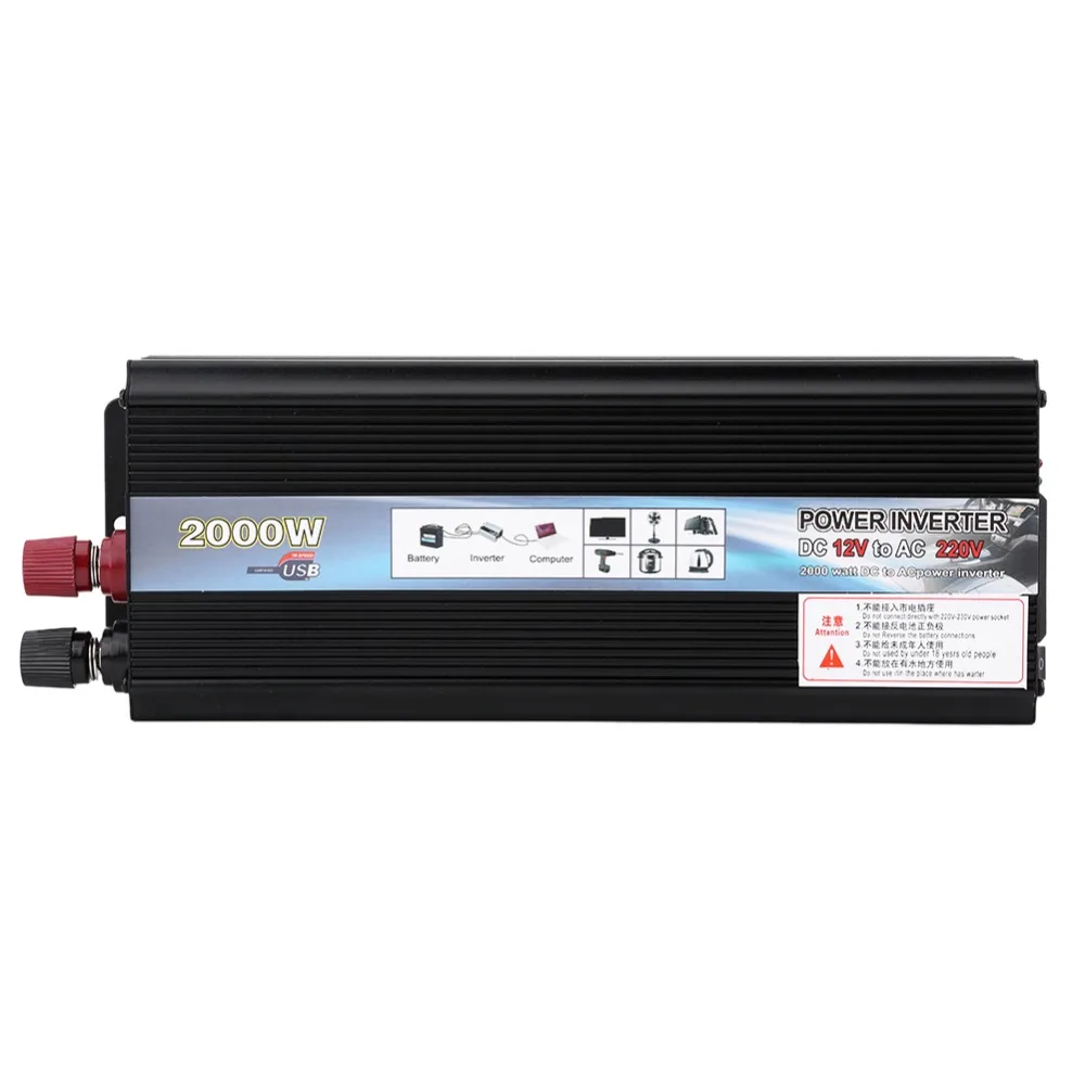 Зарубежные 2000W DC 12V дo AC 220V Автомобильный инвертирующий усилитель мощности