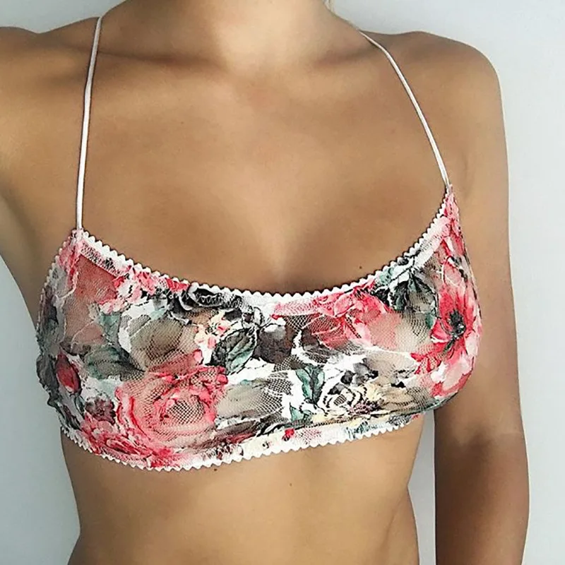 Пикантные Bratette 2018 кружевное платье с цветочным рисунком Printed Crop Top Для женщин