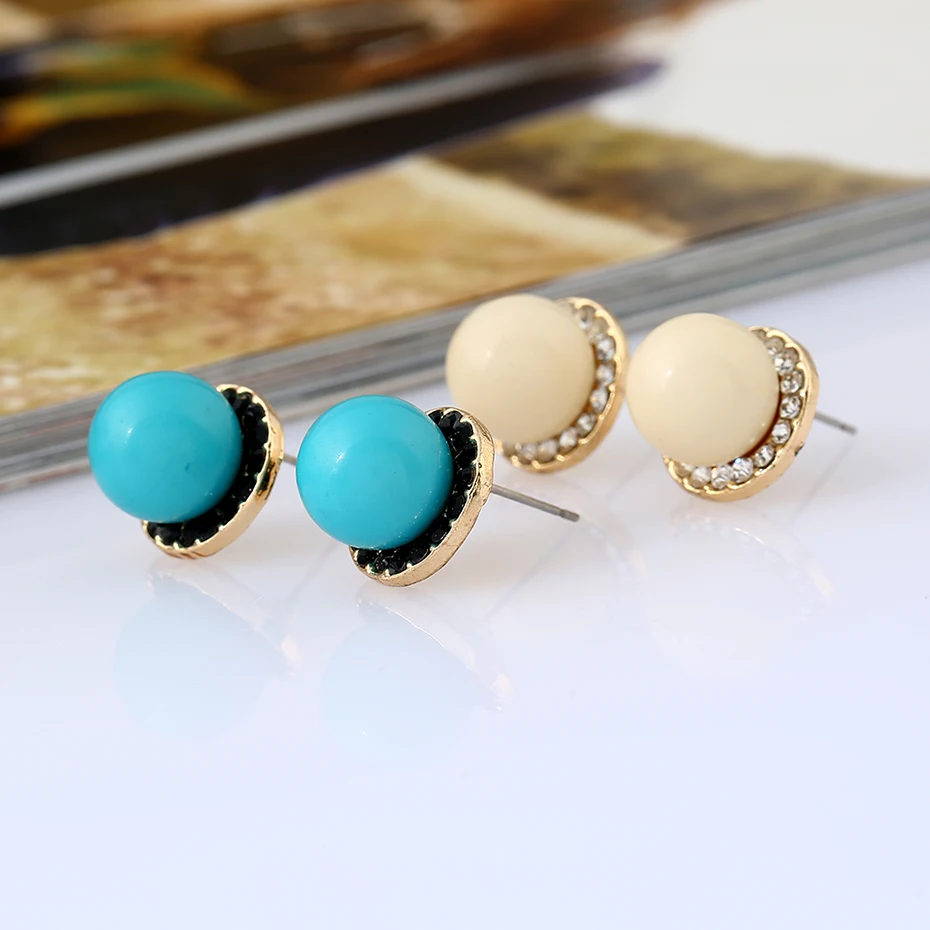 2016 Женщины Винтаж Большой Круглый Стад Серьги С Камнями Цинковый Сплав Кристалл