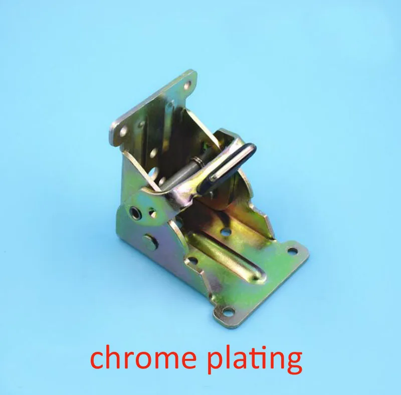 Color zinc plating 90 degree self-locking folding table leg hinge hinge right angle car van coffee table folding furniture hardware bed foot joint - Цвет: Color zinc plating