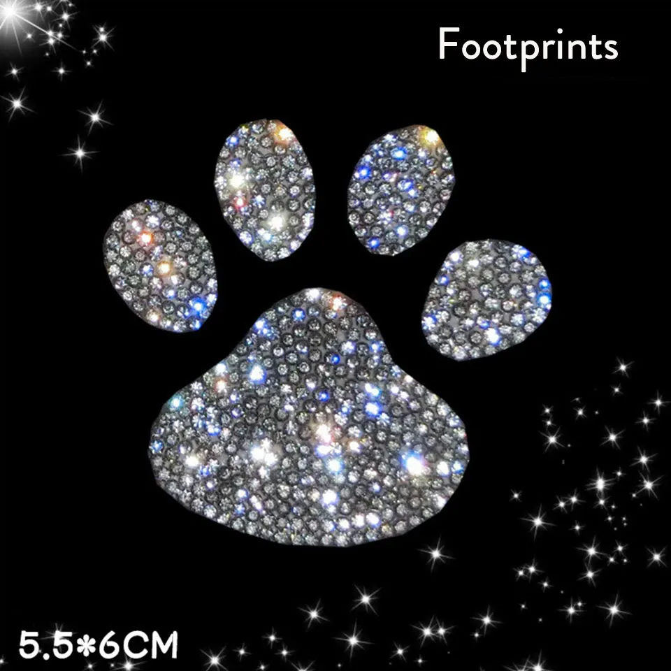 Footprints Различные узоры кристаллических автомобильных наклеек s украшающие машины бампер окна ноутбуки багаж Стразы наклейки белые Авто Assessoires - Название цвета: Footprints