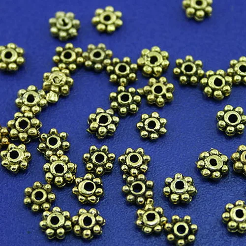 

500pcs dark gold tone round daisy flower spacer beads H2228