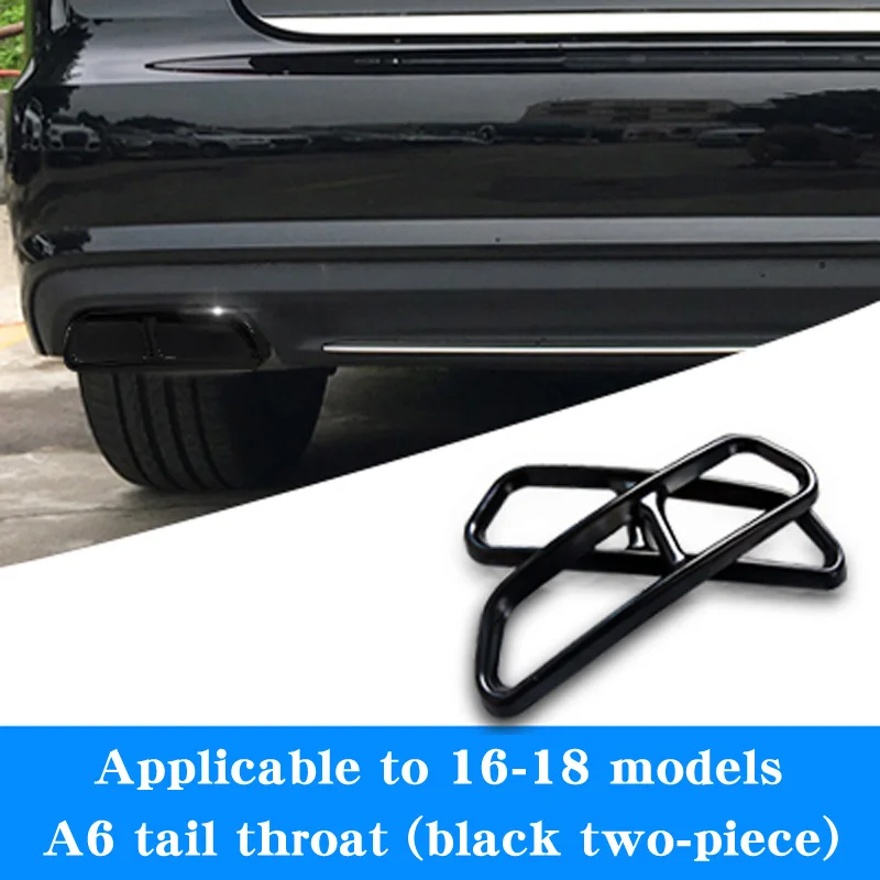 16-18 A6 black 2pcs Для Audi A6 C7 A4 B9 A7 Q7 выхлопной трубы горло модифицированные наклейки для автомобилей четыре аксессуары для глушителя - Цвет: 16-18 A6 black 2pcs
