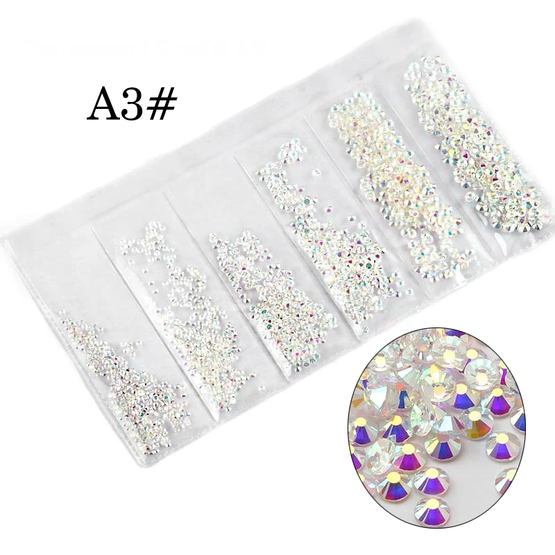 A3 Rhinestones Francheska Стразы для нейл-арта стекло мульти-размер для ногтей кристалл для нейл-арта украшения Кристалл страз амулеты ozdoby do paznokci - Цвет: A3 Rhinestones
