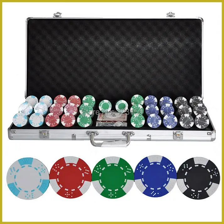 

PK-5002 750 светодиодные чипы с Чехол, глина, 14g фишки для покера вставка из металла, пять цветов