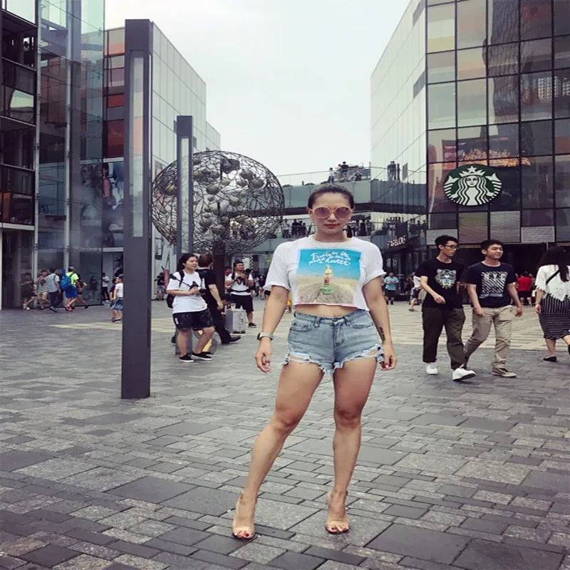 Сексуальные Рваные джинсовые шорты с высокой талией женские дырками для