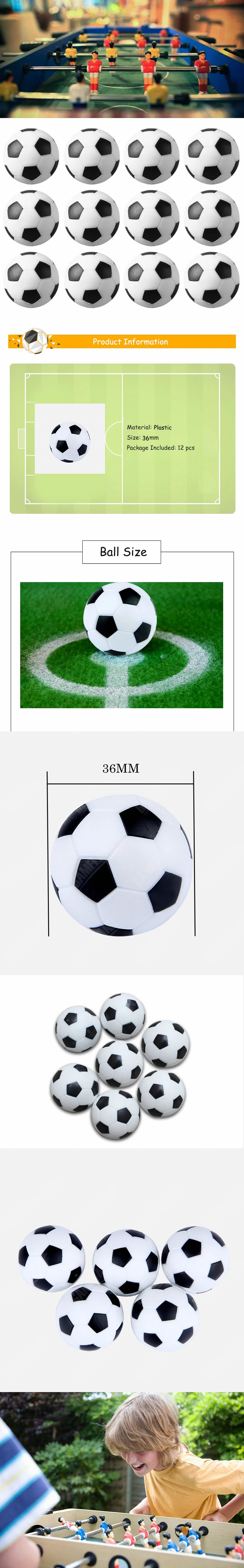 12 шт. 36 мм Пластик мини-футбол Настольный Футбол Таблица Fussball indoor Семья игры черный+ белый спортивный Игрушечные лошадки Развлечения партия