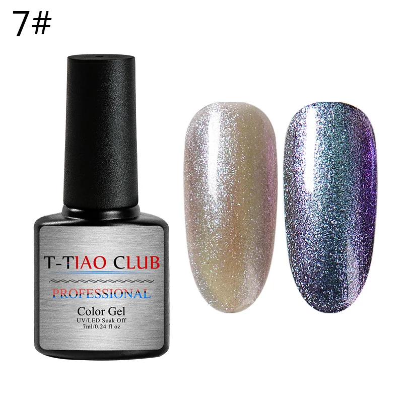 T-TIAO CLUB 7 мл УФ-Хамелеон Гель-лак для нейл-арта Блестящий Звездный лак светодиодный замачиваемый маникюрный лак DIY краска черная основа - Цвет: K1621