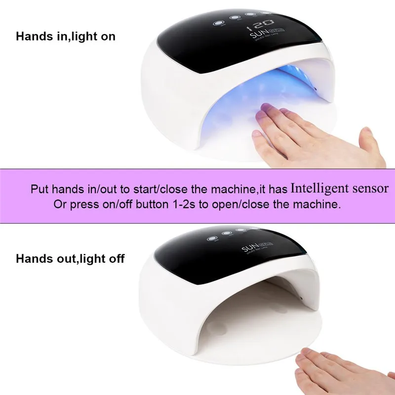 

Nail Art Equipment White SUN5 Plus Nail Lamp Lasting Brand New 48W UV LED Gel Nail Dryer Manicure Pedicure Machine Mini Portable