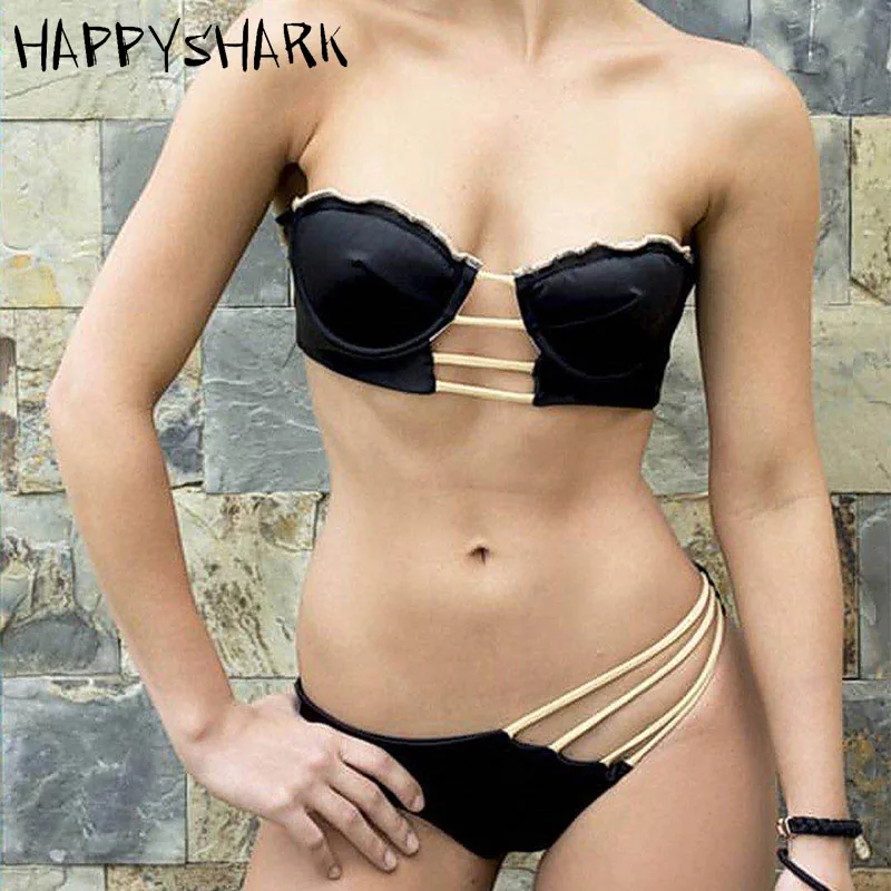 HAPPYSHARK Новинка 2018 года в виде ракушки чашки комплект бикини Sexy бинты выдалбливают