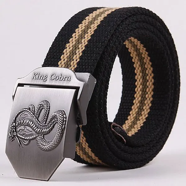Style3 Black Stripe Новое поступление, мужской холщовый ремень с тигровой пряжкой, военный ремень, армейские тактические ремни для мужчин, высокое качество, мужской ремень - Цвет: Style3 Black Stripe